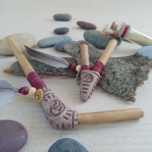 Devi Duo | Kuripe Tepi Set with Nose Fitting | Handmade, shamanic pipes | Pocket-size