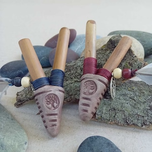 Devi Handmade Kuripe shamanic pipe with the Ohm and magpie feather Nose Fitting image 2