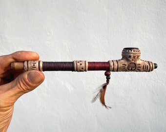 Brahma | Grande pipe rituelle chamanique pour fumer du tabac, du mapacho et des herbes spirituelles | Fait main