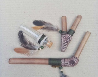 New Devi | Kuripe Tepi Set with Nose Fitting | Handmade, shamanic pipes