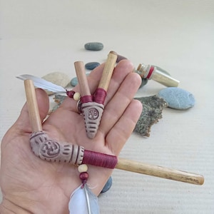 Devi Duo | Kuripe Tepi Set with Nose Fitting | Handmade, shamanic pipes | Pocket-size