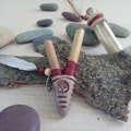 Devi | Handmade Kuripe shamanic pipe with the Ohm and magpie feather | Nose Fitting