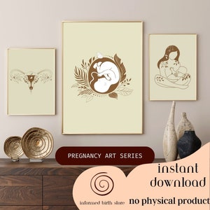 Arte de partera, impresión de arte de embarazo, regalo de doula, decoración de oficina de partera, impresión de arte de placenta, impresión de feto, descarga instantánea, arte de obstetricia, regalo de obstetricia