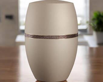 Personalized Matte Champagne Cremation Urn Full-Size Biodegradable Memorial Keepsake for Ashes Eco-Friendly Tribute Container