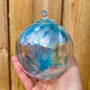 Tree of Remembrance &quot;The Sky&#39;s Grace&quot; Light Blue Handblown Glass Memorial Gift