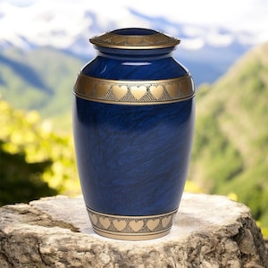 Personalized Elegant Handcrafted Brass Urn with Heart Accents | Adult Human Urn