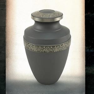 Personalized Matte Grey Solid Bronze Cremation Urn | Contemporary Memorial Urn