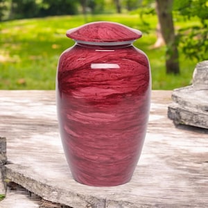 Elegant Alloy Cremation Urn with Jewel Color Finish | Adult Size Memorial Urn