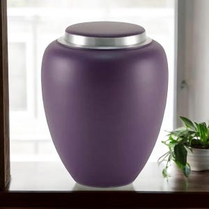 Amethyst Matte Exterior Traditional Human Cremation Urn | Personalized Cremation Urn