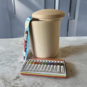 Solid Maple Wood Urn with Paint Set: Customizable Memorial