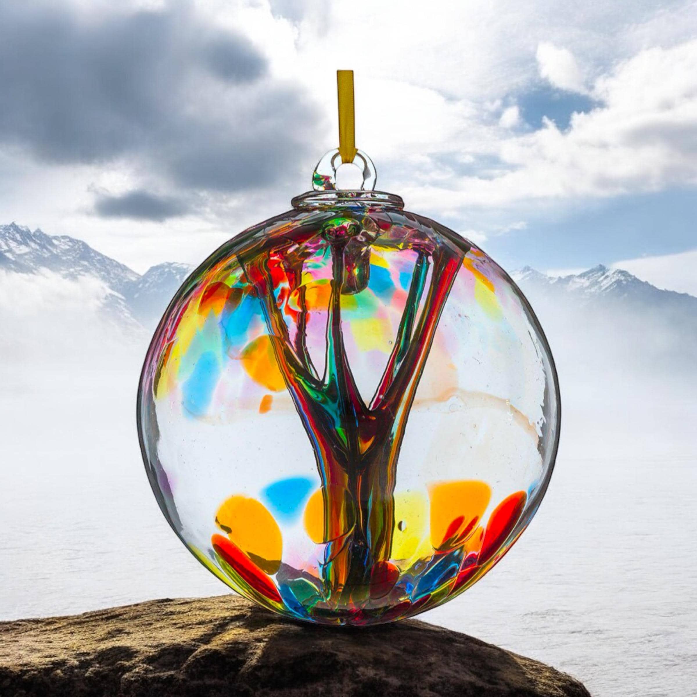 Hand-Blown Glass Tree of Remembrance Ornament: Memorial Keepsake with Poem