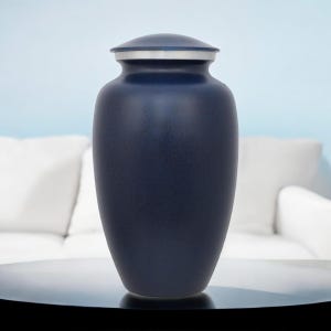 Two-Tone Dark Blue and Black Cremation Urn | Personalized Memorial Urn