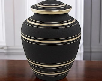 Onyx Hand-Etched Detailed Cremation Urn | Matte Black Finish Memorial Urn