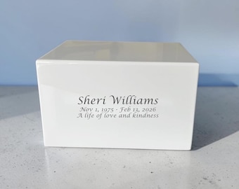 Minimalist White Cremation Urn: Modern Memorial Urn for Ashes