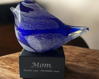 Glass Songbird Keepsake Urn with Personalized Base | Unique Shared Memorial Urns for Loved Ones