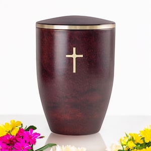 Adult Brushed Gold Cross Cremation Urn | Personalized Memorial Cremation Urn