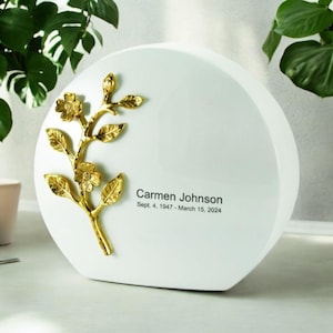 Personalized Cherry Blossom Cremation Urn: Bronze Accent Memorial Urn
