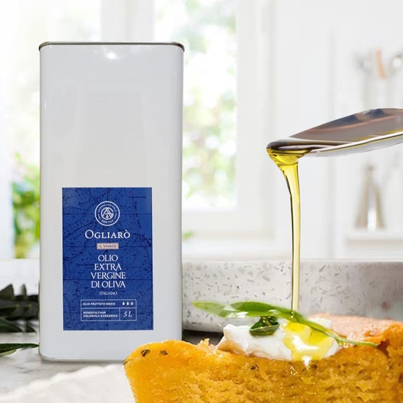 Olio extravergine di oliva evo 5 litri italiano conversione biologico raccolto a mano fruttato leggero e medio