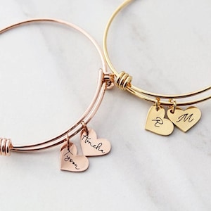 Personalized Custom Bangle | Pendant Stainless Steel Friendship Bracelet | Gift for Her | Girlfriend |