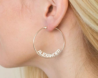 Hoop Earrings | Personalised Initial Hoops | Gold, Rose Gold & Sterling Silver | Name Earrings | Gift for Her | Birthday | Graduation Gift