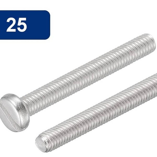 Bulk x25- M3 x 25mm Slotted Pan Head Machine Screws, Stainless Steel Screws