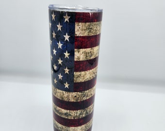 USA Flag Vintage look Carbon made Tumbler