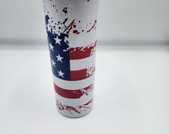 USA distressed flag red white and blue  custom made Tumbler. 20 oz