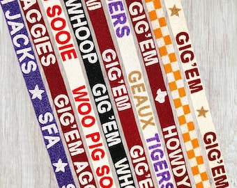 Handmade beaded bag straps, Gameday beaded accessories, Stadium beaded bag straps, Customized beaded college purse strap