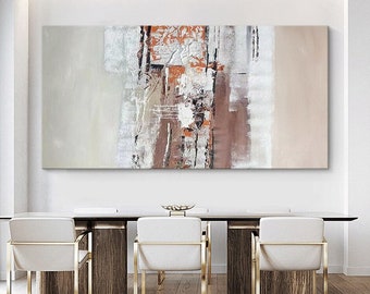 Large Original Beige Abstract Painting, Beige Painting Brown Painting, For Living Room Contemporary Paintings, Oversized Scandinavian Art