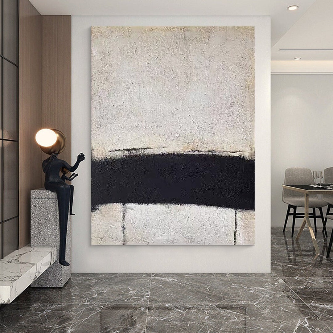 Original Beige and Black Wall Art Modern Abstract Painting on - Etsy