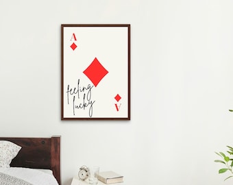 Gefühl Lucky Diamond Karte Anzug Wand Kunst | Digitaler Download A4 | Modernes Kasino & Glück inspiriertes druckbares Dekor