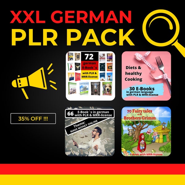 4er Pack gemischte deutsche PLR/MRR eBooks | plr Bundle Rechte weiterverkaufen | e book kommerzielle Nutzung | digitaler Download bereit zum Verkauf