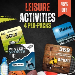 4er Pack Leisure Activities eBooks and articles | plr bundle resell rights | e book commercial use | digital download ready to sell