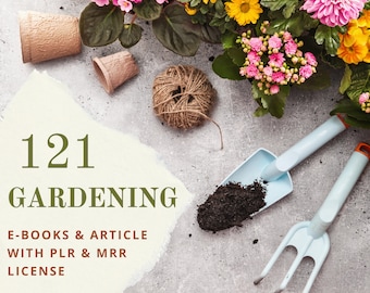 121 Gardening PLR eBooks and articles | plr bundle resell rights | e book commercial use | digital download ready to sell