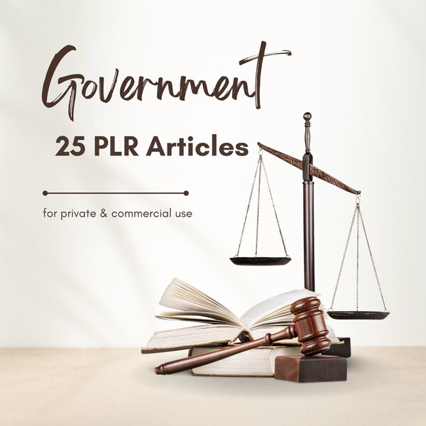 25 Government PLR Articles | plr bundle resell rights | e book commercial use | digital download ready to sell