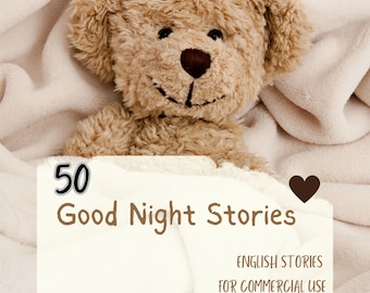 50 English Good Night Stories for Children eBook | plr bundle resell rights | e book commercial use | digital download ready to sell