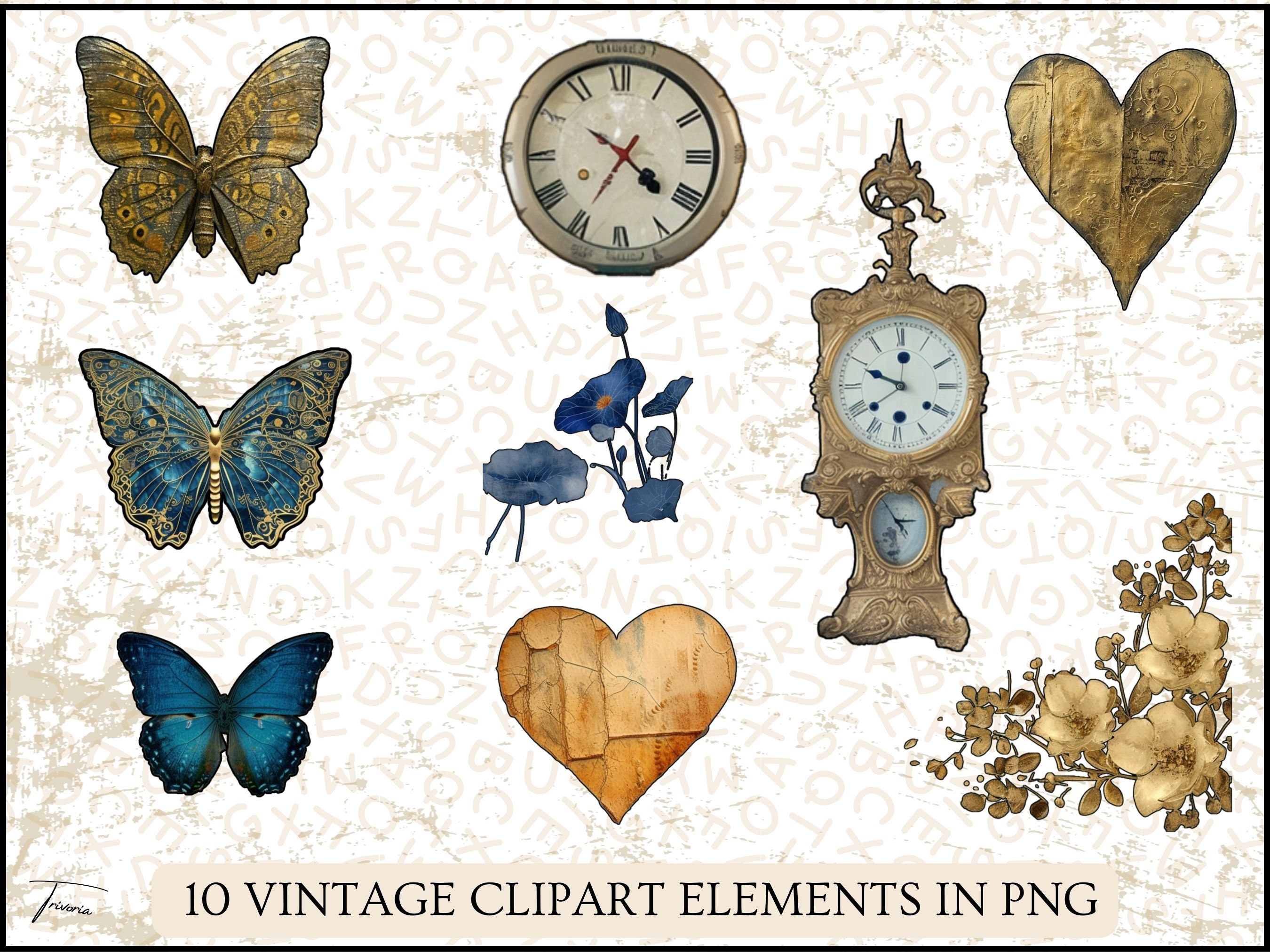 Blue Gold Vintage Junk Journal Kit Floral & Victorian Lady Printable ...