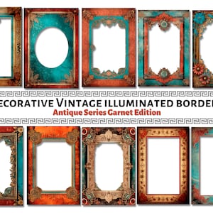 Illuminated Frames Vintage Decorative Borders Transparent PNG Format Medieval & Old World Art Journals Manuscript Commercial Use Digital 2