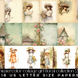 Cottage Boho Girl: Vintage Boho Scrapbooking mit Landfrauen, druckbare Wandkunst, und Cottagecore Life Clipart