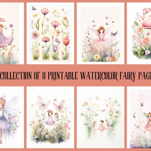 Ethereal Watercolor Fairy Illustrations: Mystical White Fairy Clipart, Fairytale Fantasy Garden Graphics with Flower Fairy Designs