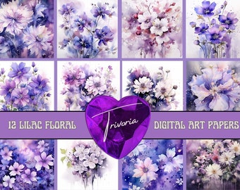 Lilla Lavanda Fiori primaverili Viola Viola Acquerello Floreale Scrapbook Carte Arrangiamenti nuziali Sublimazione Design Grafica preconfezionata