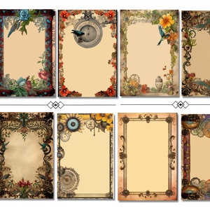 Medieval Illuminated Manuscript Vintage Birds Antique Floral Papers Collage Sheets Junk Journal Scrapbooking Ephemera Decorative Borders 2