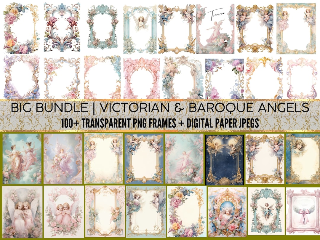 Big Bundle Victorian & Baroque Angels Digital Frames Angelic Church ...
