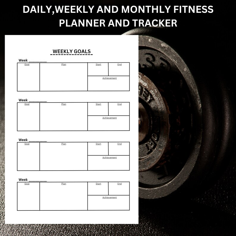 Printable Gym Journal, Fitness Workout Tracker, Digital, Daily, Weekly
