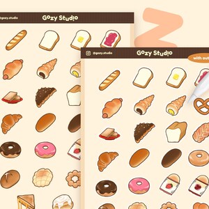 Brood digitale planner stickers/kawaii schattig GoodNotes bakkerij brood sticker boek