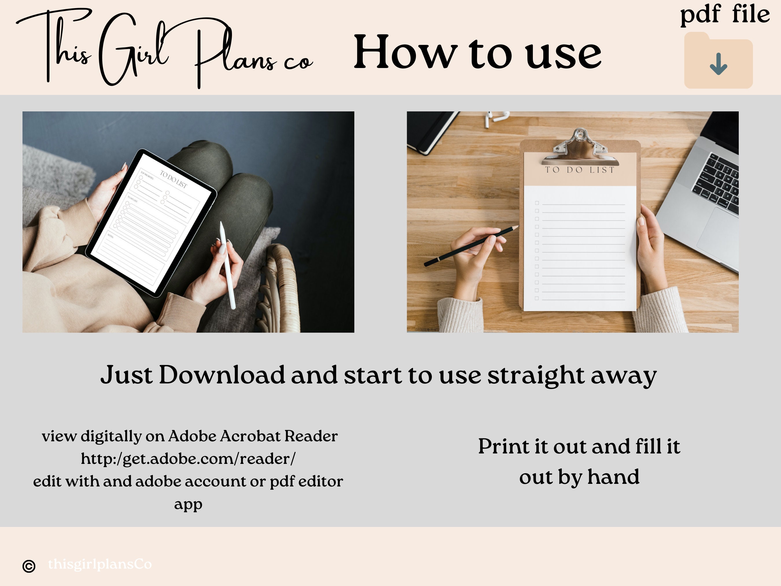 Printable to Do List, PDF, Planner Checklist, Instant Download, Pink ...