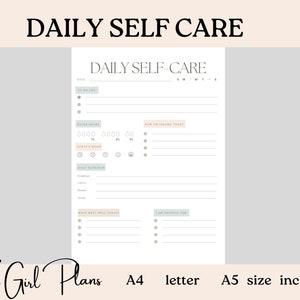 DAILY SELF CARE journal self care planner/ printable Journal/ wellness Journal/ Digital Journal