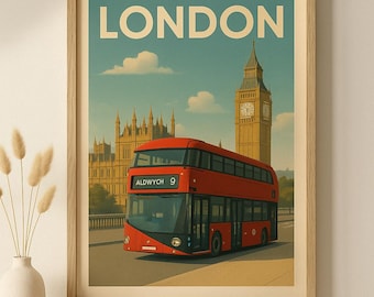 Vintage Style London Poster with Routemaster Bus