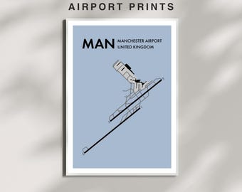 Custom Airport Runway Print – Minimalist Aviation Map – Architectural Wall Art – Pilot Gift