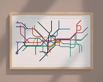 Abstract Curved London Underground Map Print | Modern Design